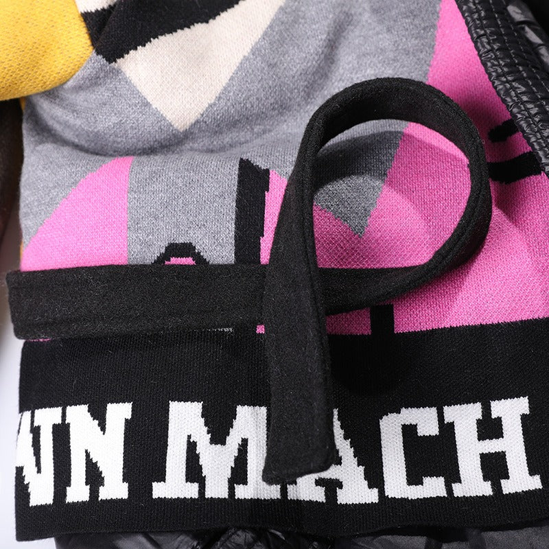 Harajuku Knitted Letter Patchwork Winter Jacket