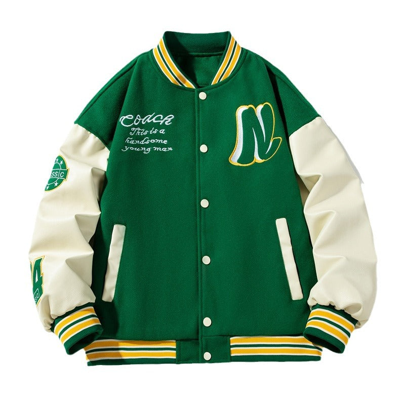 Embroidered Harajuku Style Baseball Jacket for Couples