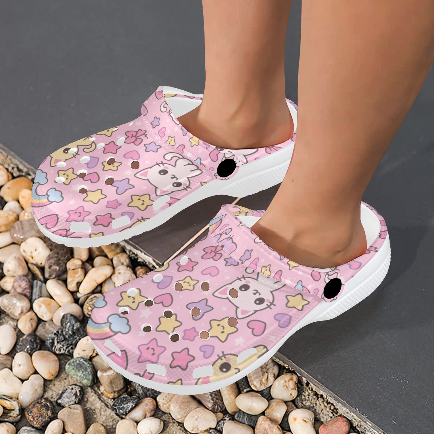 Pink Kawaii Print Adults Clogs