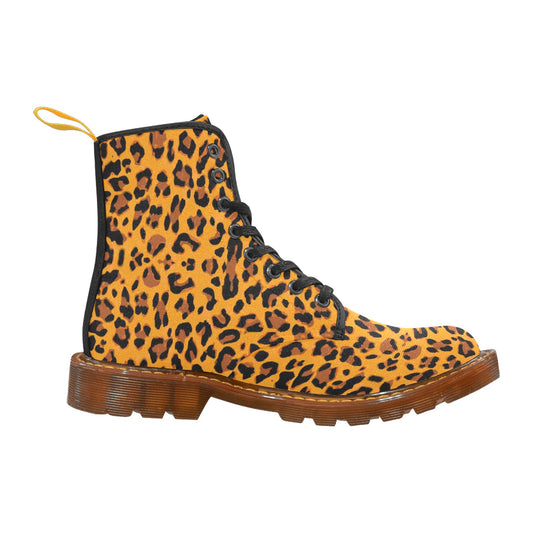 Orange Leopard Women's Lace Up Canvas Boots