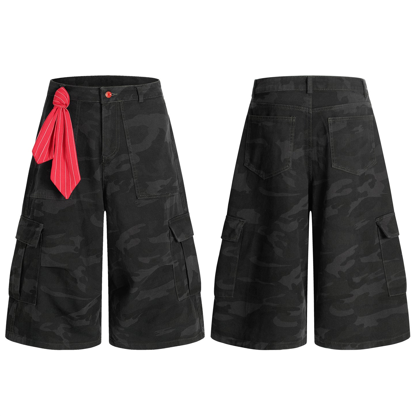 Camouflage Multi-Pocket Capri Pants - Unisex