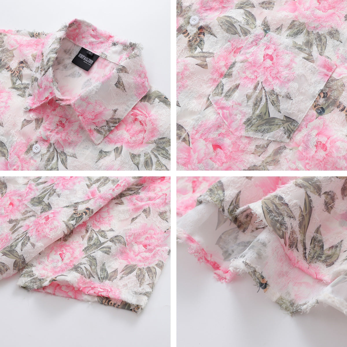 Retro Floral Jacquard Short Sleeve Shirt
