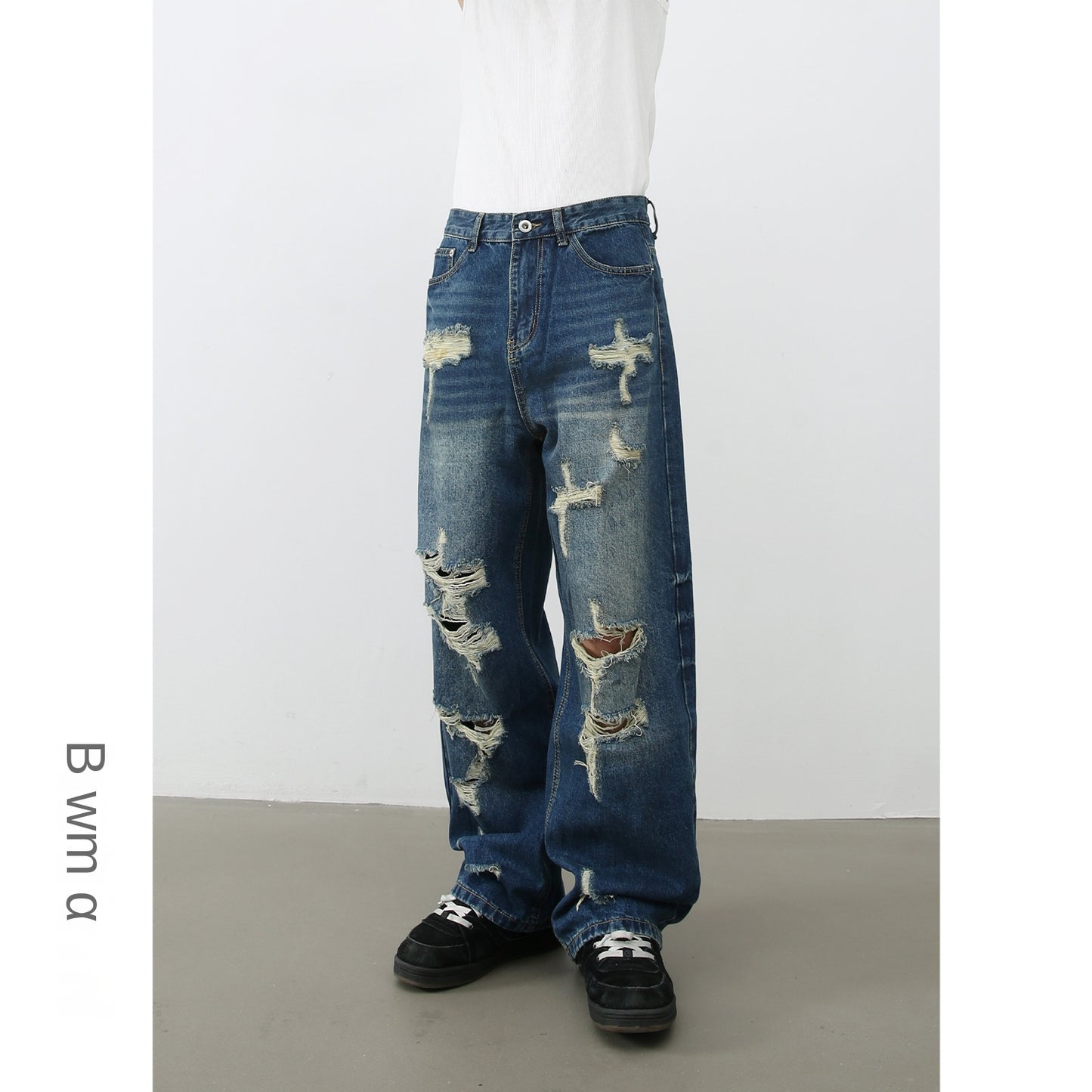 Men's High Street Harajuku Distressed Denim Pants
