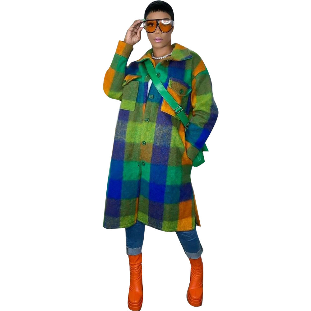 Harajuku Style Plaid Long Sleeve Shirt Jacket