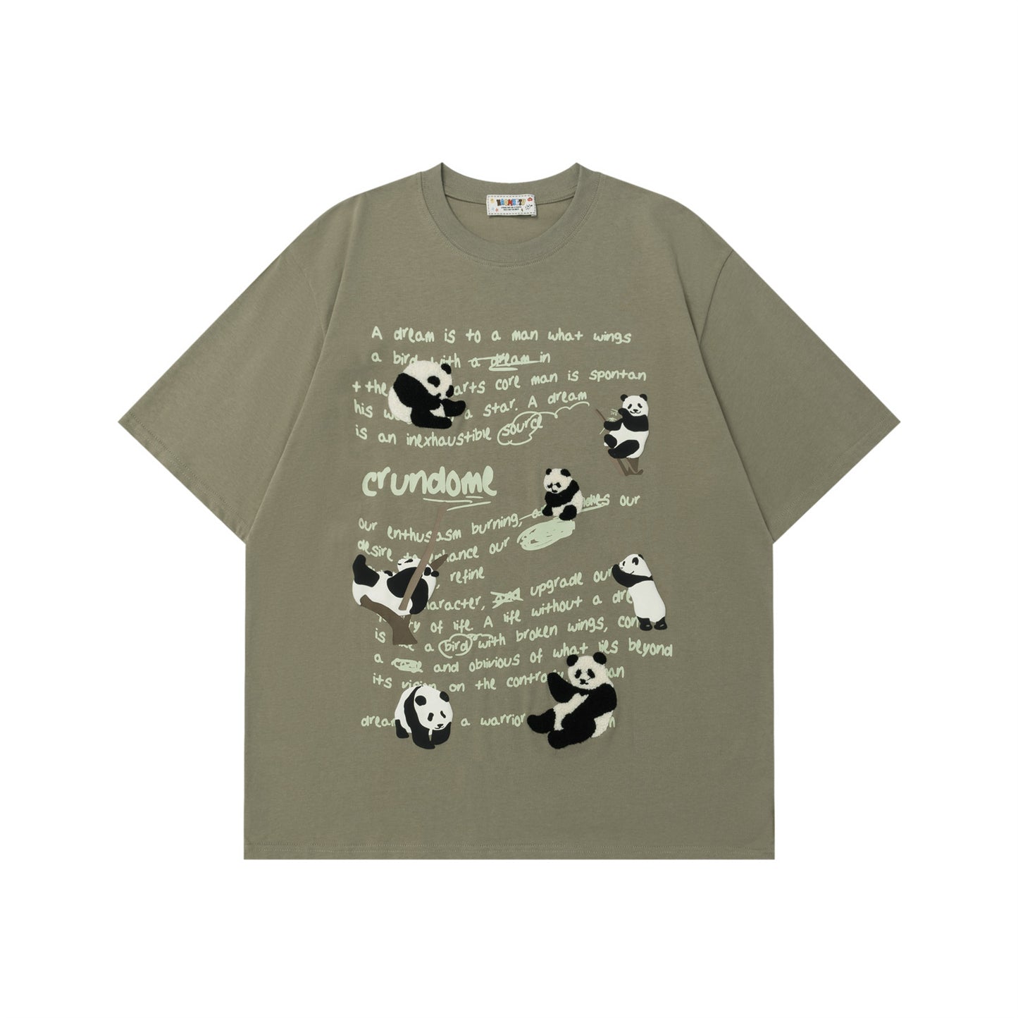 Cute Fuzzy Panda Letter Print Short Sleeve T-Shirt