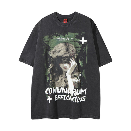 Harajuku Style Vintage Graphic Print T-Shirt for All