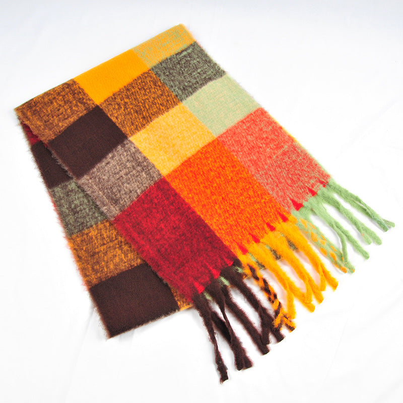 Harajuku Winter Plaid Cashmere Scarf - Warm Fashion Shawl