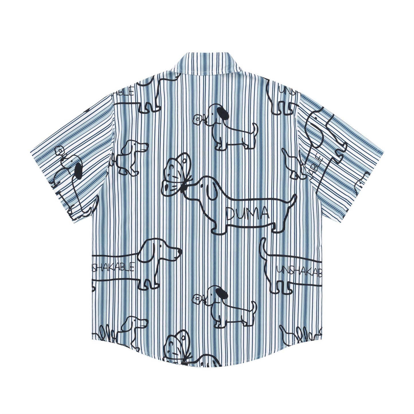 Dachshund Puppy Print Vertical Striped Shirt