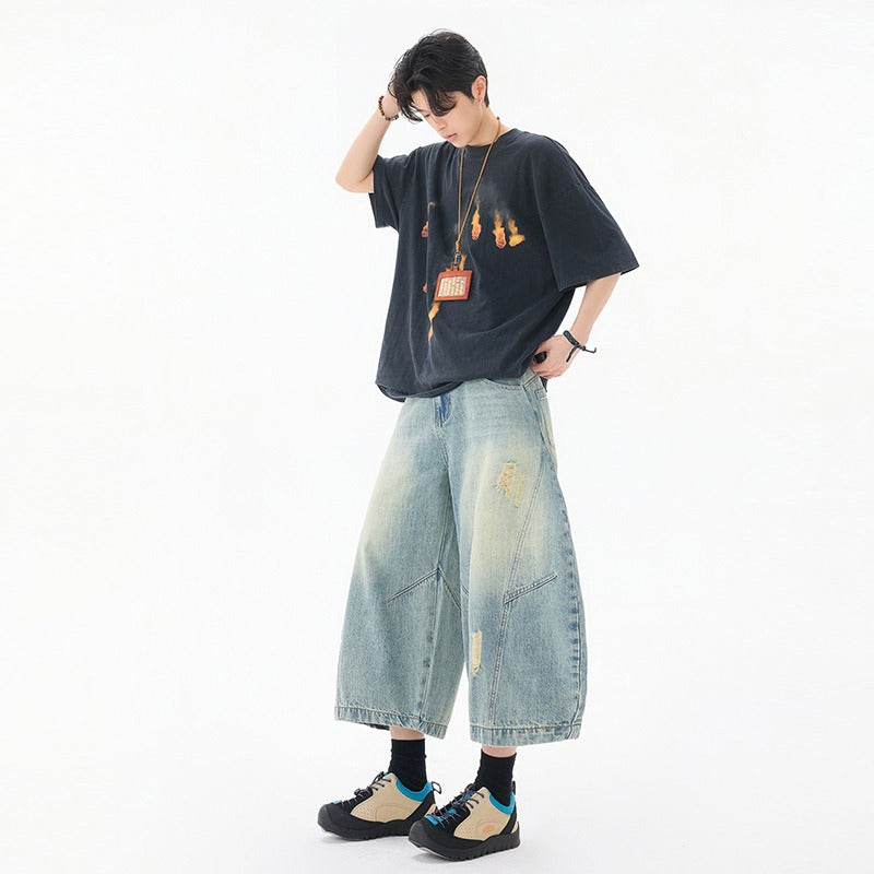 Vintage Blue Wide Leg Jeans - Harajuku Style