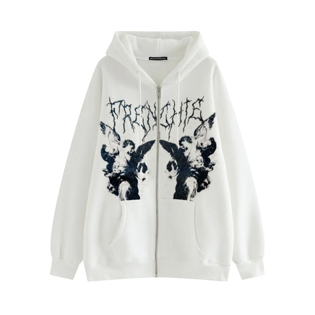 Goth Angel Hip Hop Streetwear Women’s Zipper Jacket