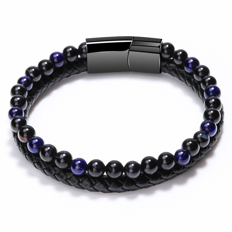 Volcanic Tiger Eye Beaded Bracelet - Harajuku Style