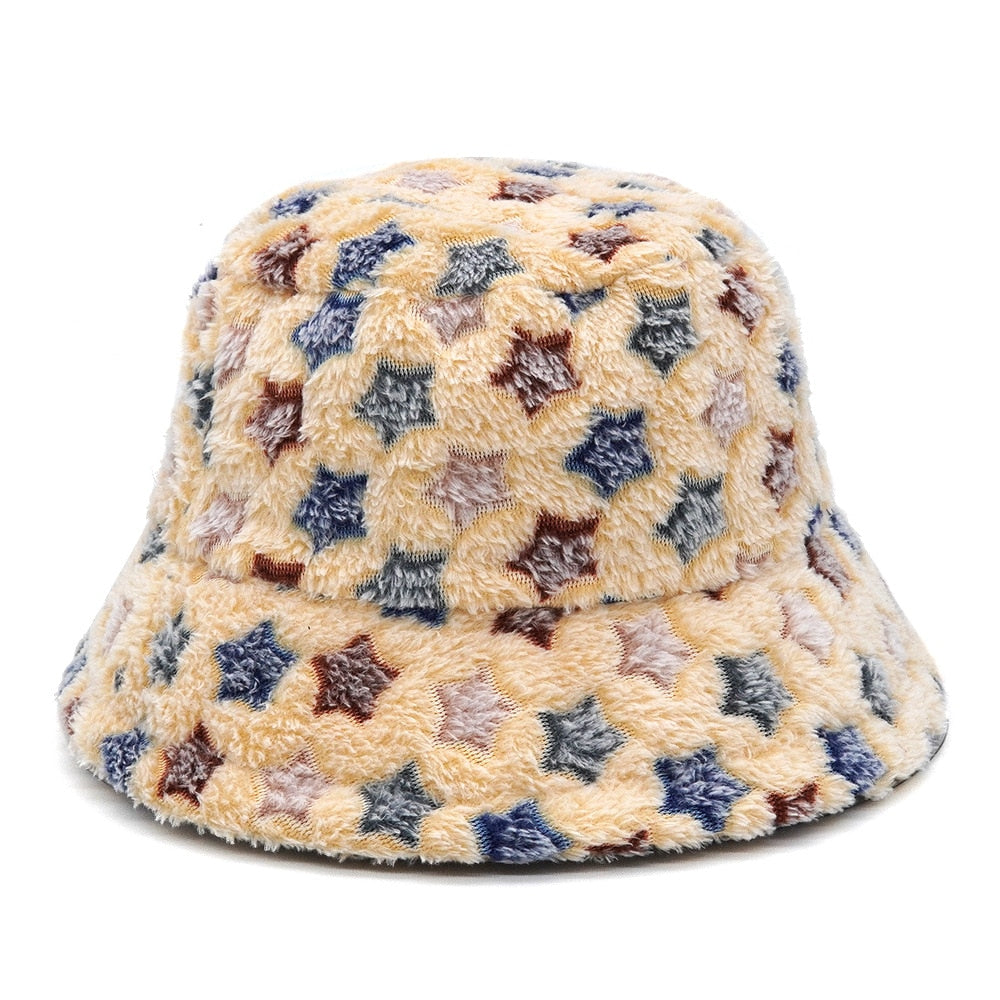 Camouflage Faux Fur Bucket Hat - Warm & Stylish Fisherman Hat
