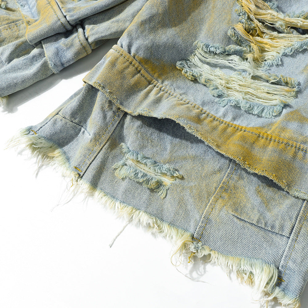 Harajuku-Inspired Distressed Denim Shorts for Men
