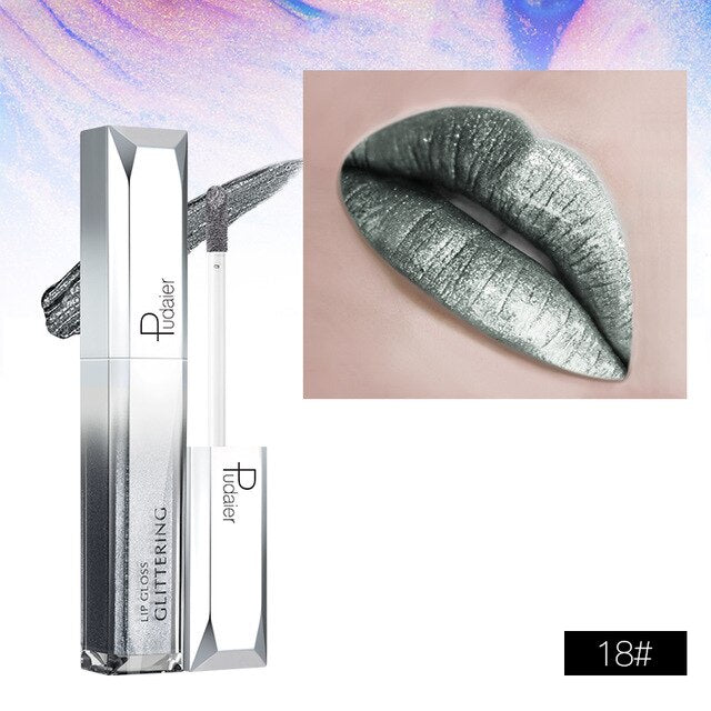 Metallic Glitter Shine Full Color Lipstick - 18 Shades
