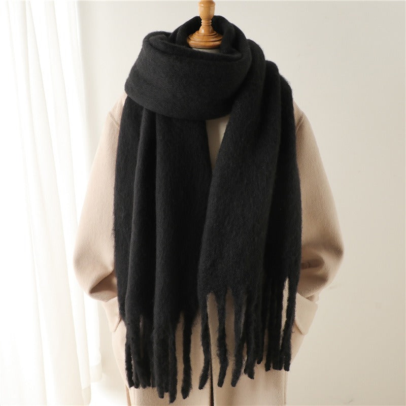 Versatile Mohair Scarf with Tassels for Harajuku Style