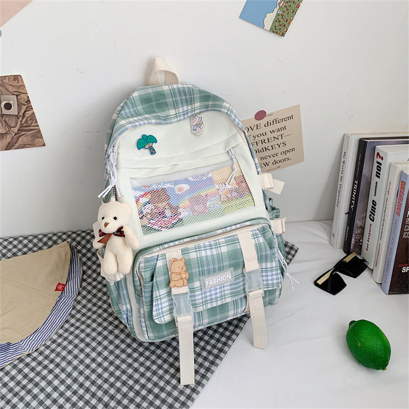 Cute Japanese JK Plaid School Backpack