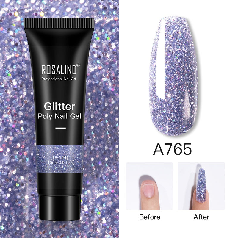 Glitter Poly Nail Gel Extension - 15ml Nail Polish for Manicure