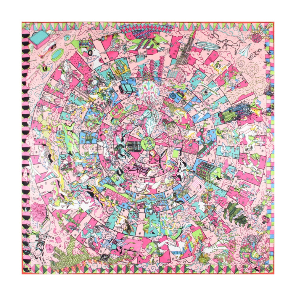 Playful Handmade Curled Scarf - 90cm Twill Silk Square