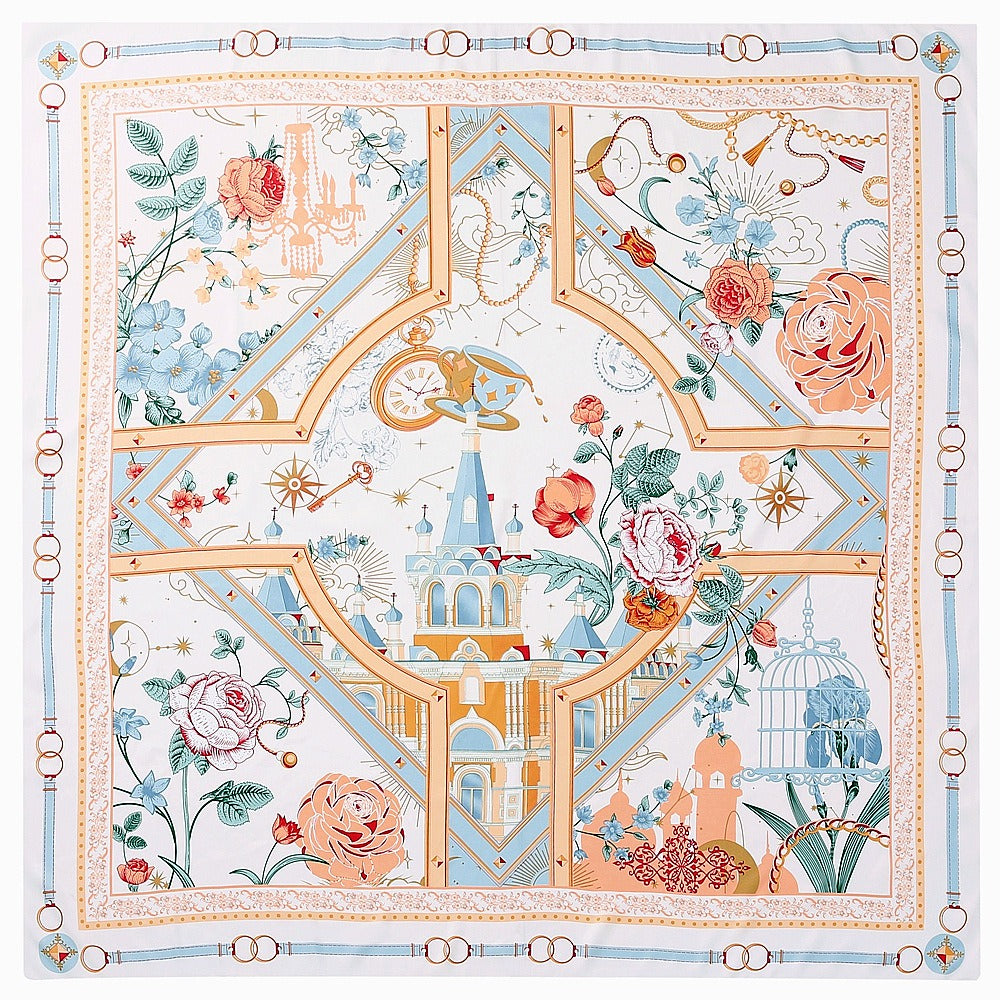 Architectural Rose - Harajuku Style Square Scarf