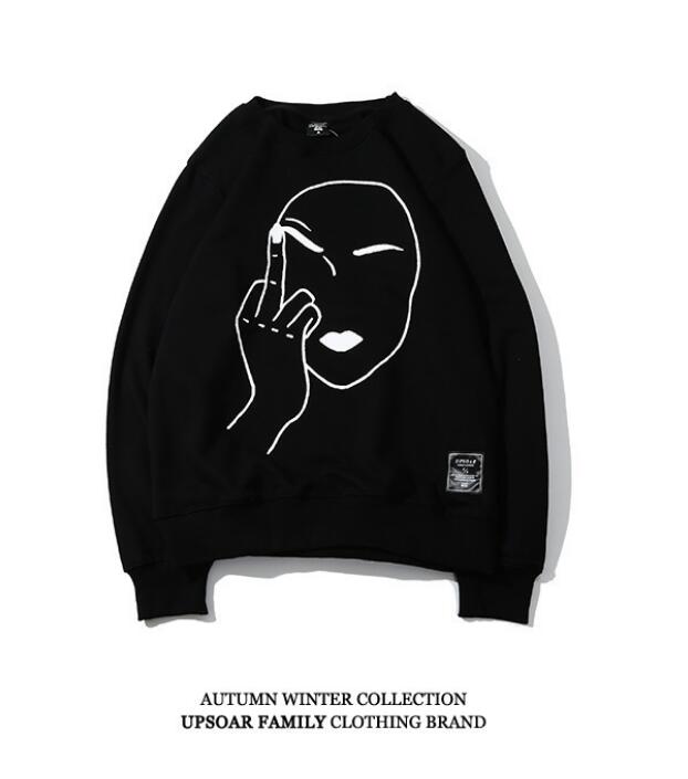 Harajuku Streetwear Middle Finger Hoodie for Men