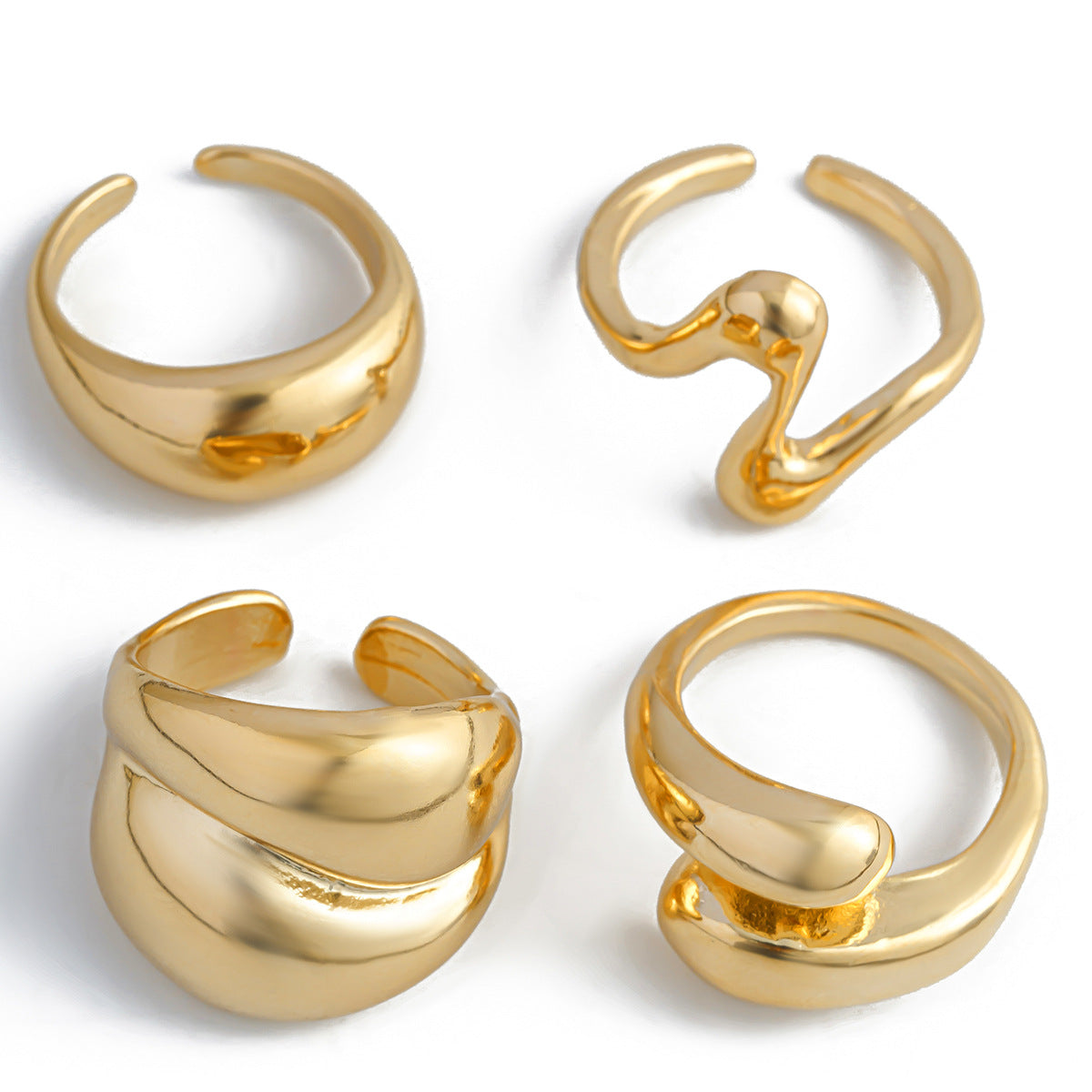 Playful Geometric Open Mouth Ring - Harajuku Style