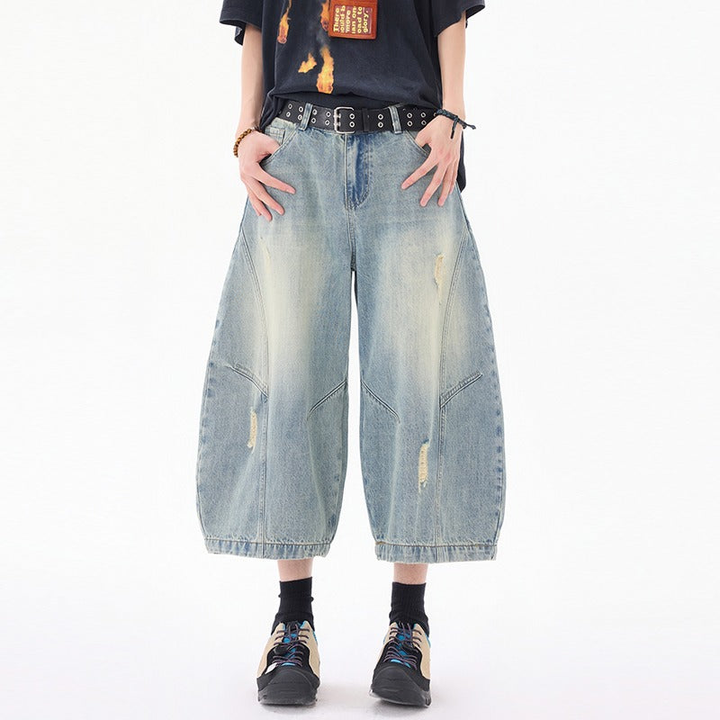 Vintage Blue Wide Leg Jeans - Harajuku Style