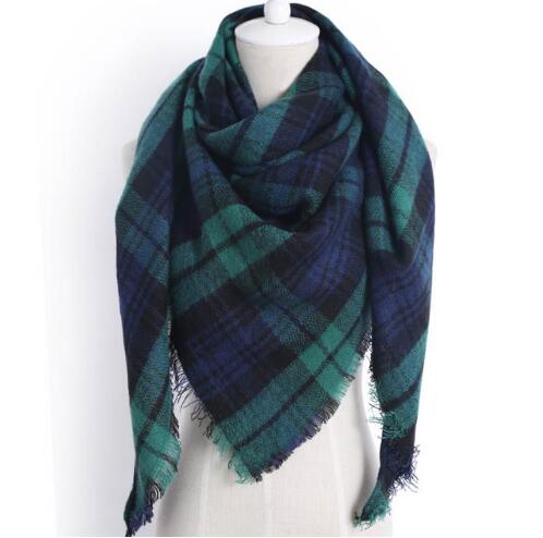 Harajuku Style Winter Triangle Scarf - Cashmere Plaid Shawl