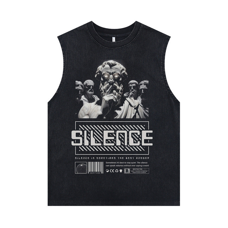 Harajuku Style Vintage Retro Print Sleeveless T-Shirt