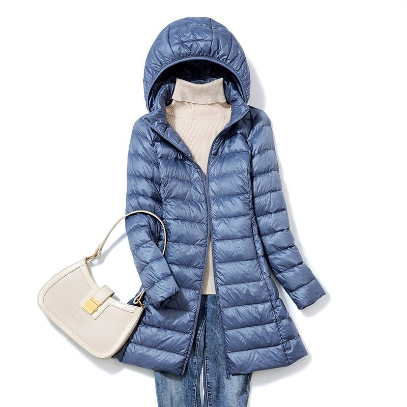 Harajuku-Style Women's Oversized Mid-Length Down Jacket