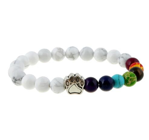 Natural Stone Bead Dog Paw Bracelet - Harajuku Style