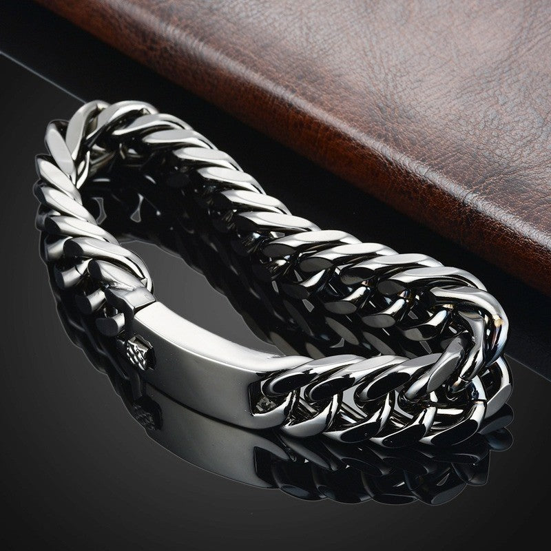 Trendy 18K Gold Plated Double Buckle Bracelet for Men