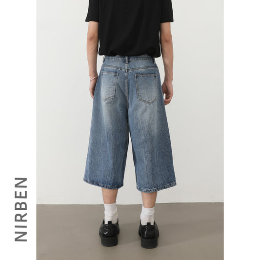 Harajuku Style Lightning Cracked Denim Pants for Men