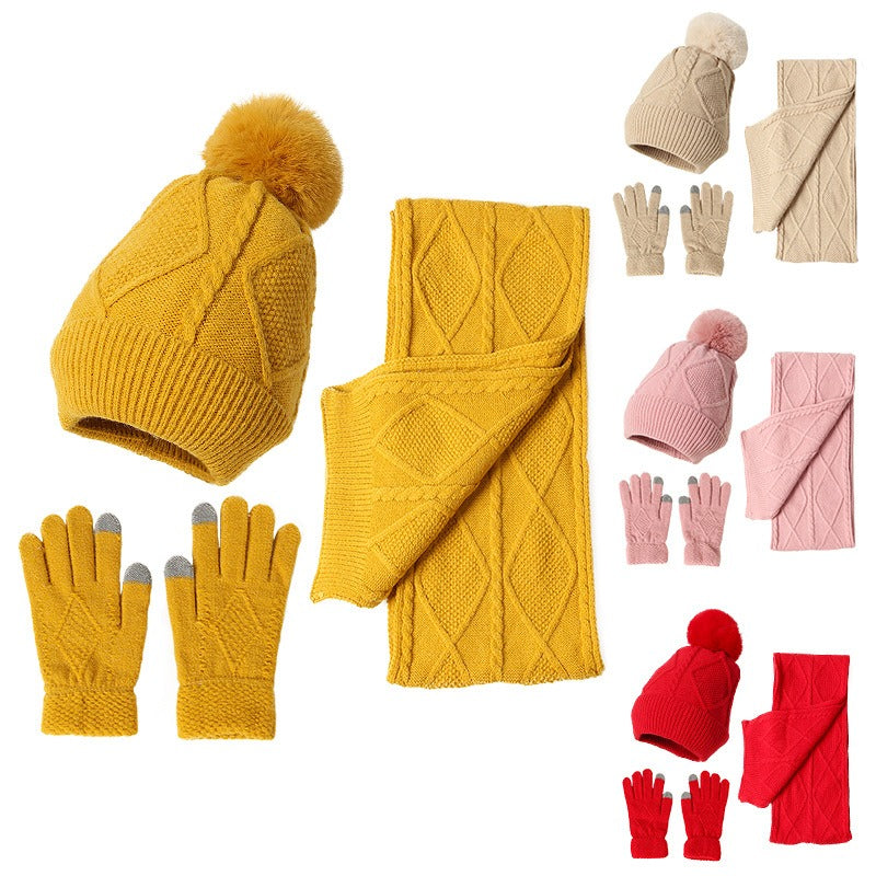 Woolen Hat, Scarf & Glove Set - Harajuku Winter Style