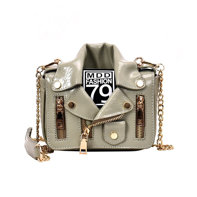 Harajuku Style Motorcycle Bag with Rivets & Zipper
