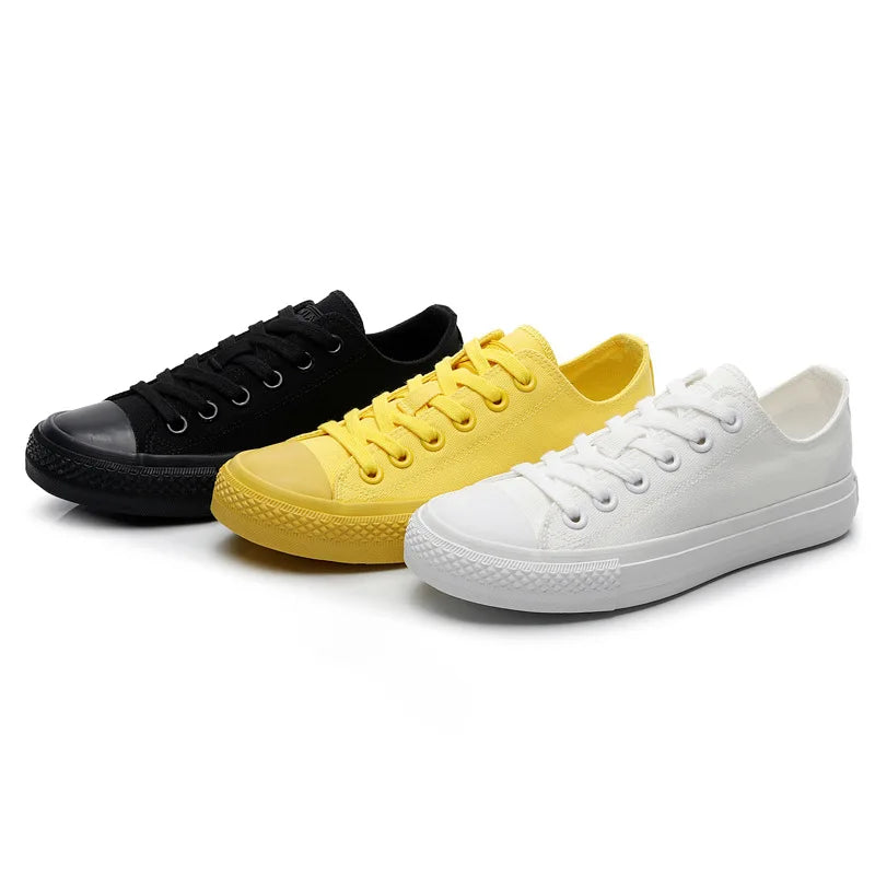 Harajuku Style Canvas Sneakers - Lemon Yellow & Pure White