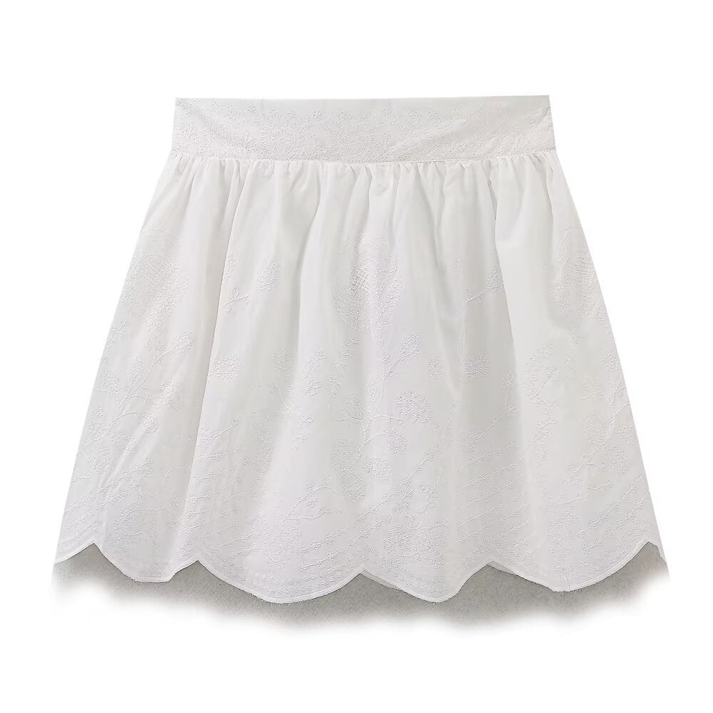 Embroidered Flower Bud Skirt - Harajuku Style
