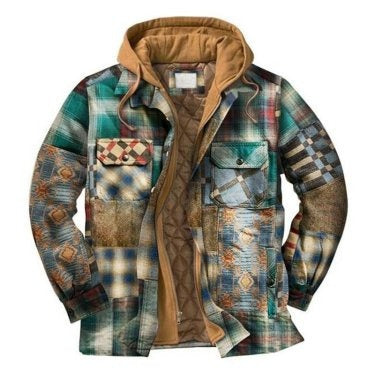 Men's Harajuku Plaid Jacket - Cotton 3D Printed Coat