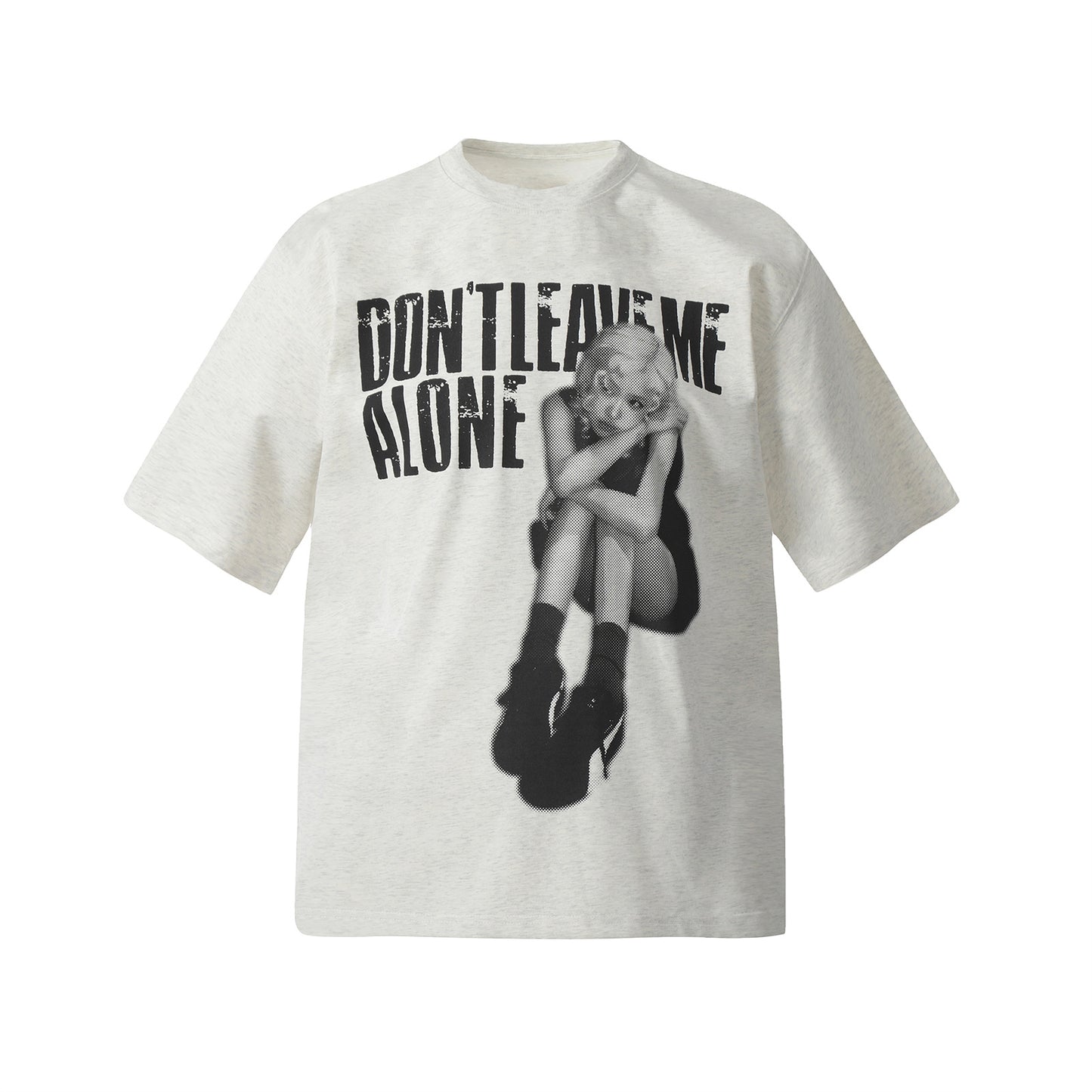 Harajuku Human Figure Letter Print Crew Neck T-Shirt for Men
