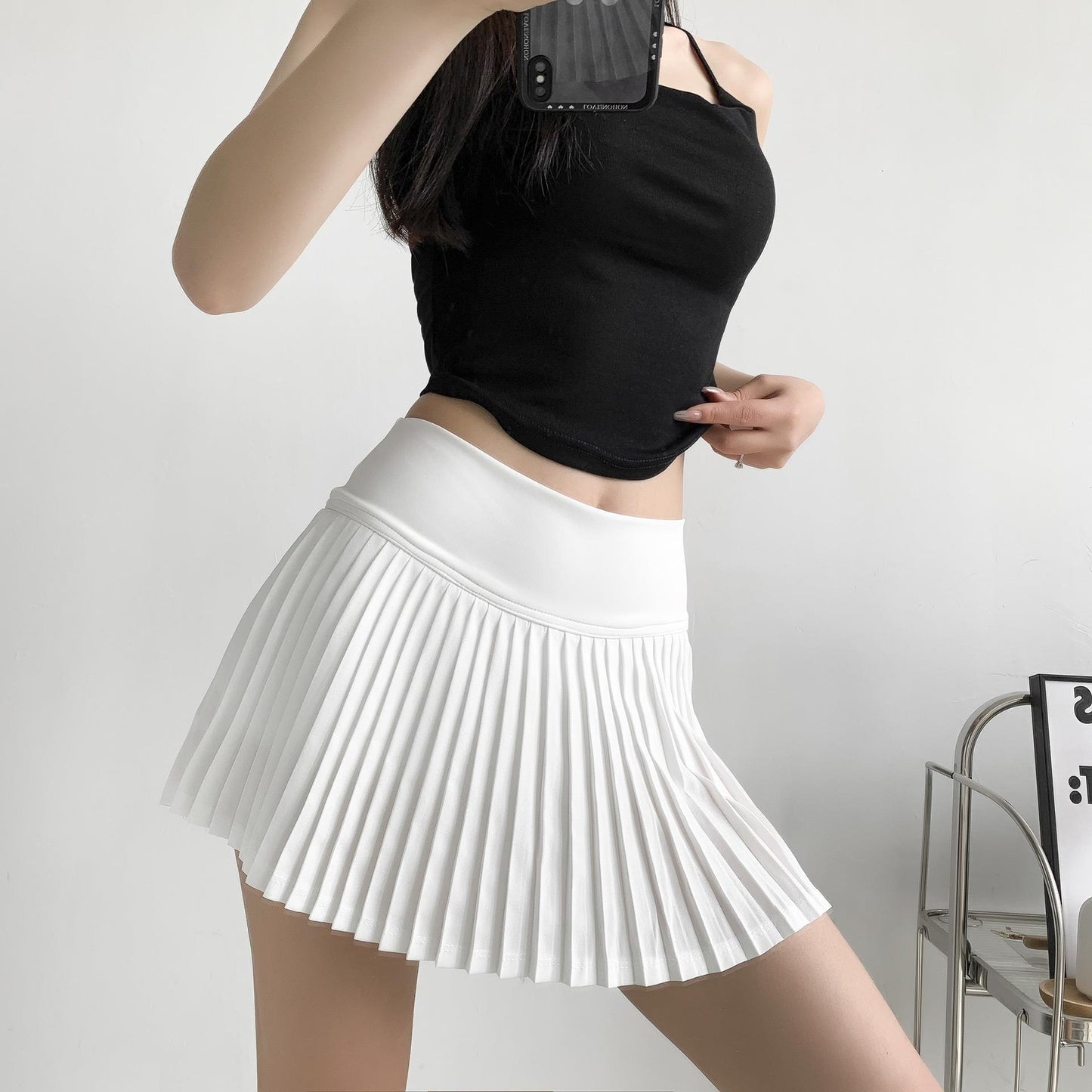Pleated A-Line Skirt in Solid Colors - Harajuku Fashion