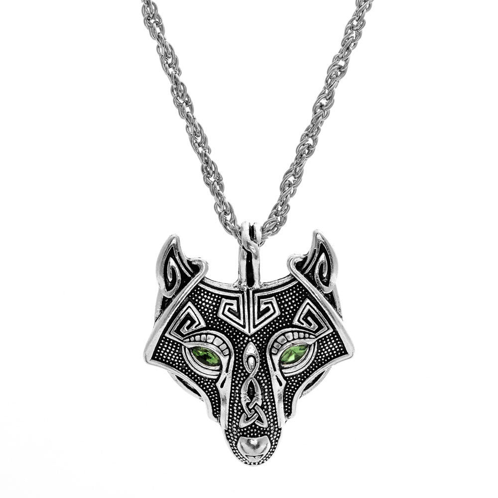 Men's Nordic Viking Wolf Head Pendant Necklace
