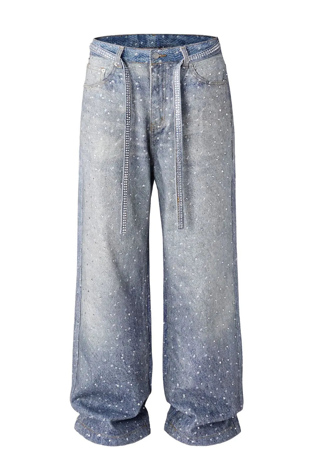 Harajuku Style Washed Loose Wide Leg Printed Jeans