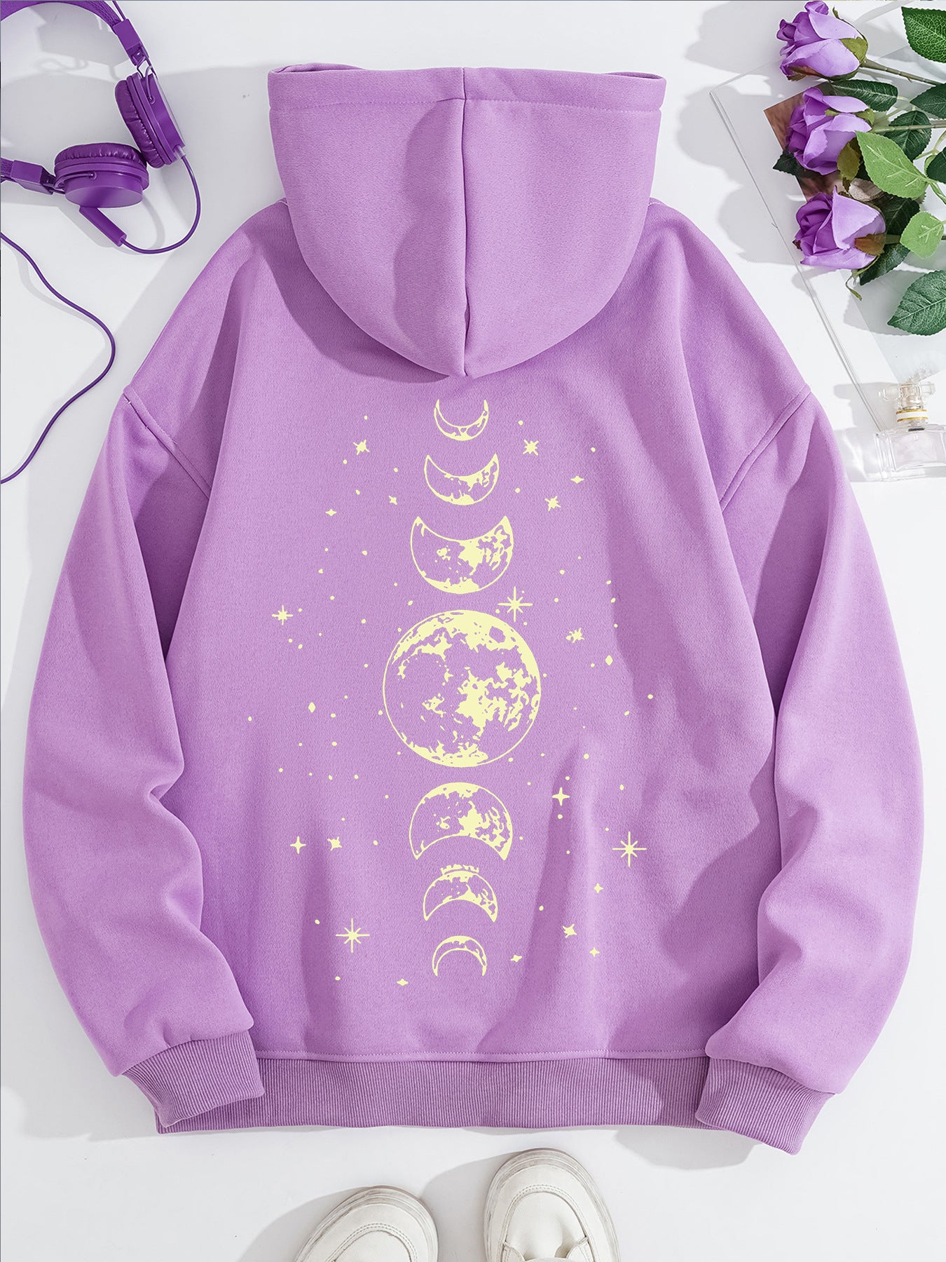 Half Moon and Full Moon Pattern Hoodie