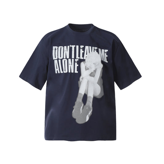 Harajuku Human Figure Letter Print Crew Neck T-Shirt for Men