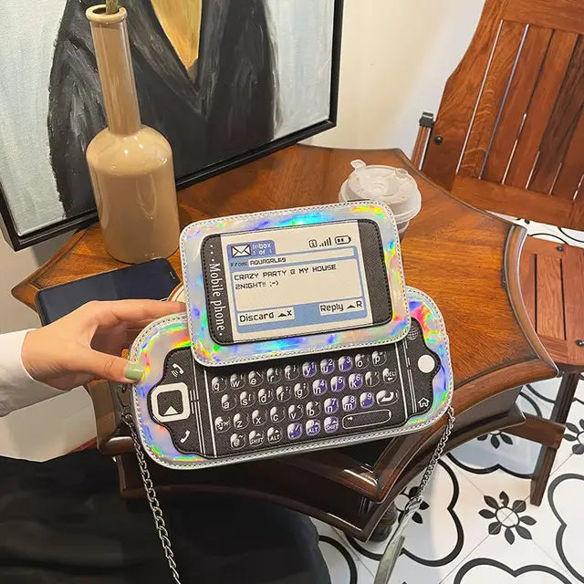 Playful Mobile Phone Shape Chain Crossbody Bag