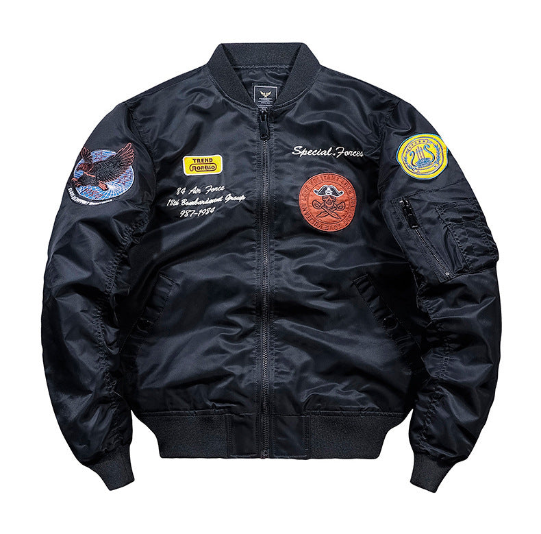 Men's Harajuku Style Casual Jacket with Shoulder Patches