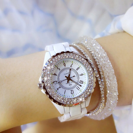 BS Bee Sister White Ceramic Luxury Watch for Women