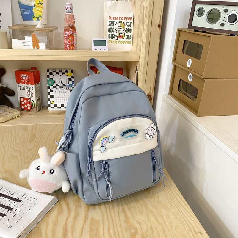 Harajuku Style Contrast Color Backpack for Students