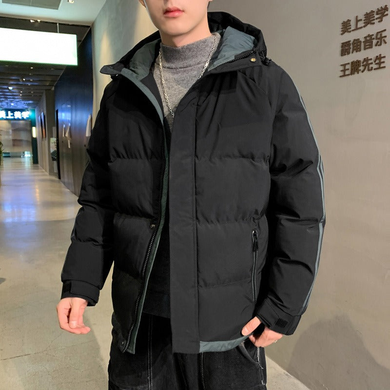 Men's Harajuku-Style Hooded Cotton Jacket - Casual Warm Coat