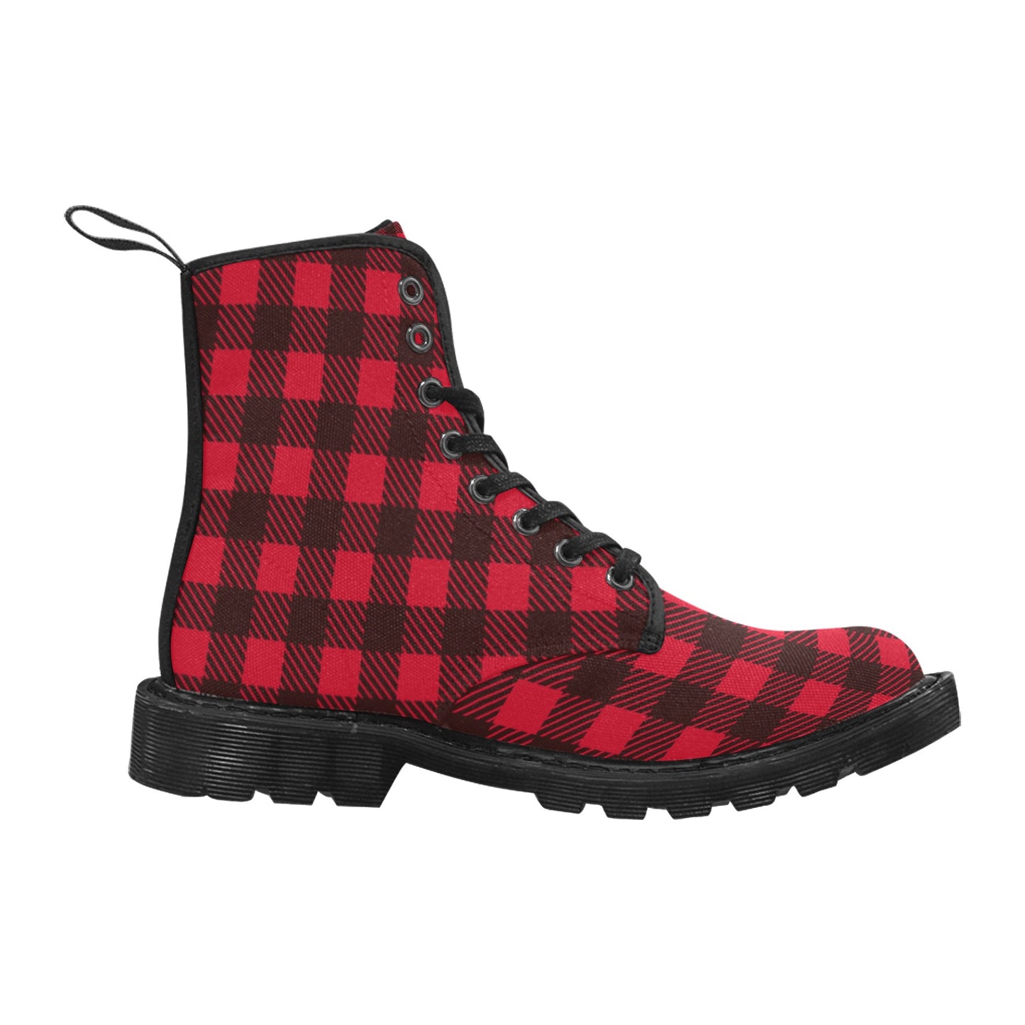 Red/Black Plaid Lumberjack Canvas Boots