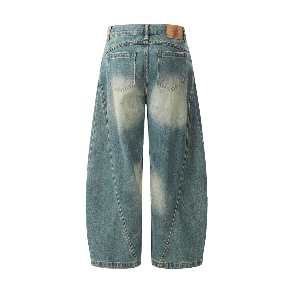 Punk Washed Denim Scissors Pants - Harajuku Style